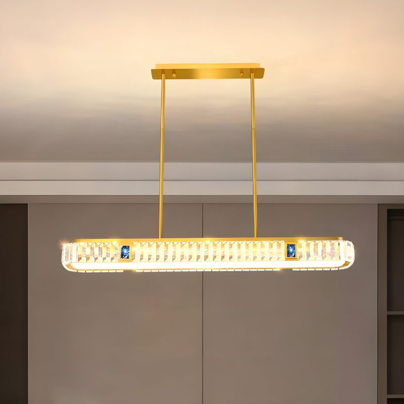 MIRODEMI Aiello Calabro Contemporary Rectangle LED Crystal Pendant Chandelier for Living Room