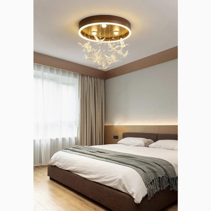 MIRODEMI® Alanno | Decorative Lighting Fixture with golden birds | golden chandelier | ceiling light