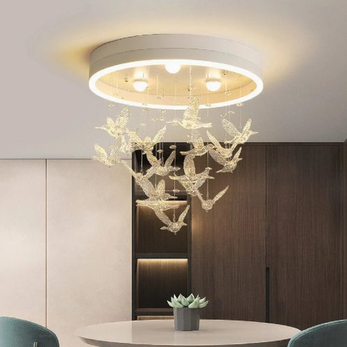 MIRODEMI Alanno Modern Ceiling Light With Golden Birds