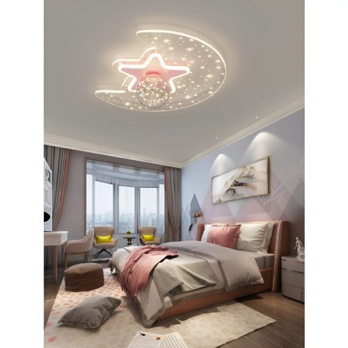 MIRODEMI Alba Modern Moon Star Led Kids Ceiling Lamp For Bedroom