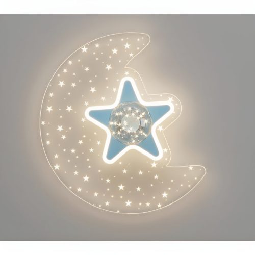 MIRODEMI Alba Modern Moon Star Led Kids Ceiling Lamp For Bedroom Blue