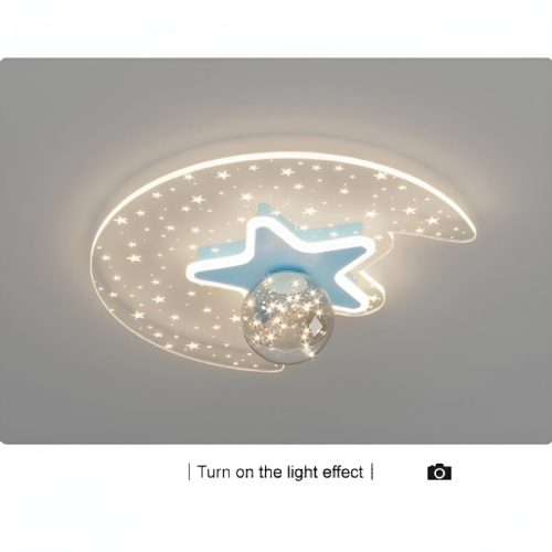 MIRODEMI Alba Modern Moon Star Led Kids Ceiling Lamp For Bedroom Light On