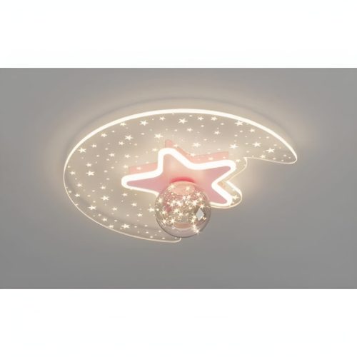 MIRODEMI Alba Modern Moon Star Led Kids Ceiling Lamp For Bedroom Pink