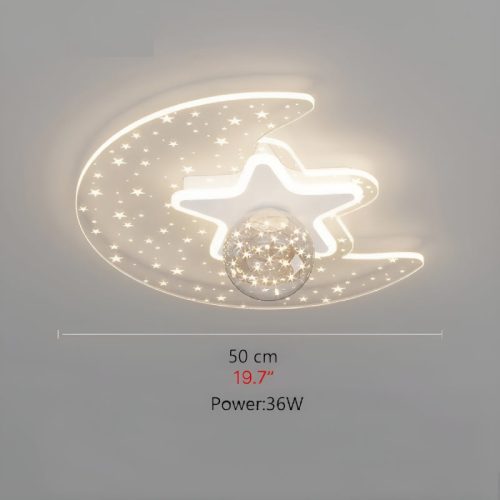 MIRODEMI Alba Modern Moon Star Led Kids Ceiling Lamp For Bedroom Scheme White