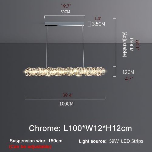 MIRODEMI Albenga Luxury Chandelier LED Light L100 Chrome Bar