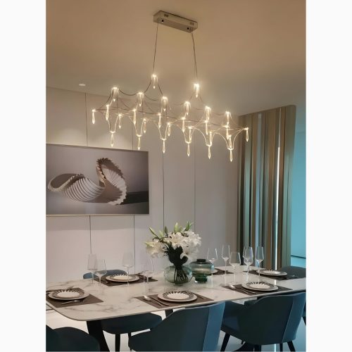 MIRODEMI Albera Ligure Lightning Art Chic Crystal Stainless Steel Chandelier for Dining Room