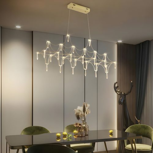 MIRODEMI Albera Ligure | Lightning Art Chic Crystal Stainless steel Chandelier for Kitchen