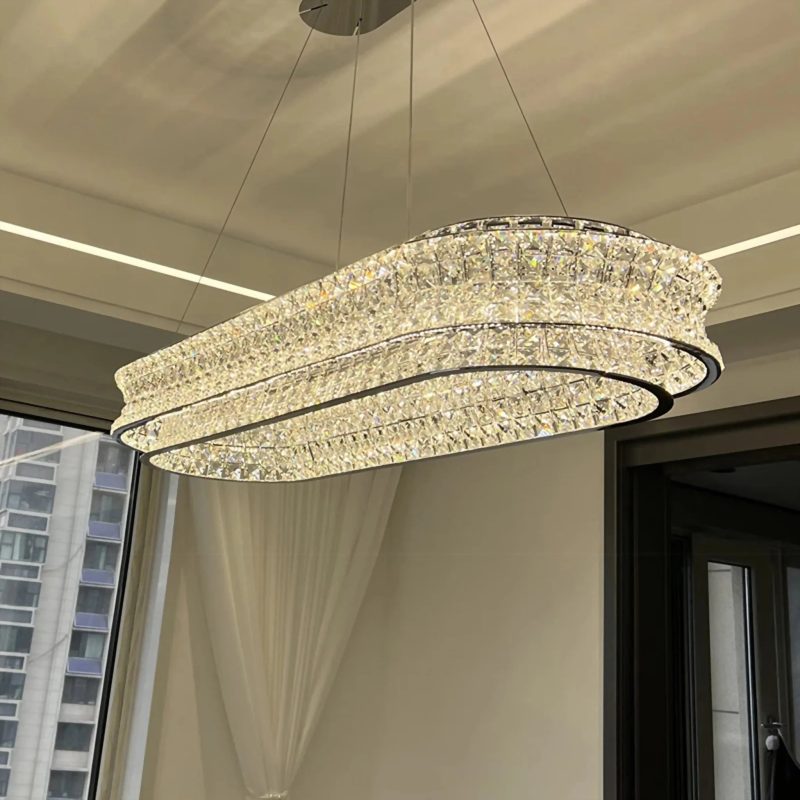 MIRODEMI® Albiano | Sophisticated Gold/Chrome Oval Crystal Chandelier for Luxe Interiors