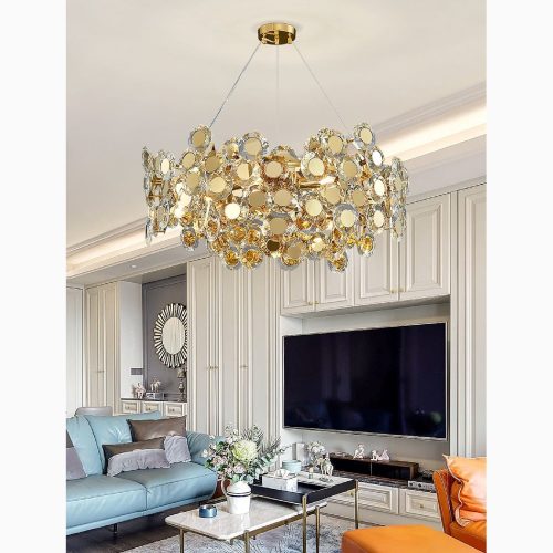 MIRODEMI Alfano Gold Creative Luxury Design Crystal LED Chandelier