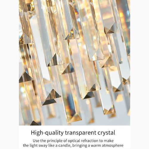 MIRODEMI Alfianello Creative Drum Perfect Gold Black Crystal Hanging Lighting For Living Room