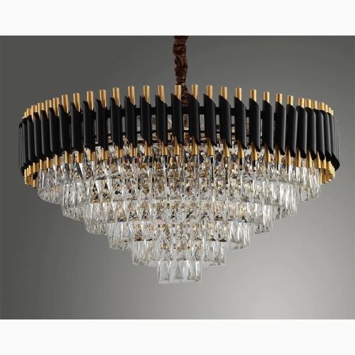 MIRODEMI Alfonsine Luxury Black Crystal Led Hanging Chandelier For Black Style Living Room