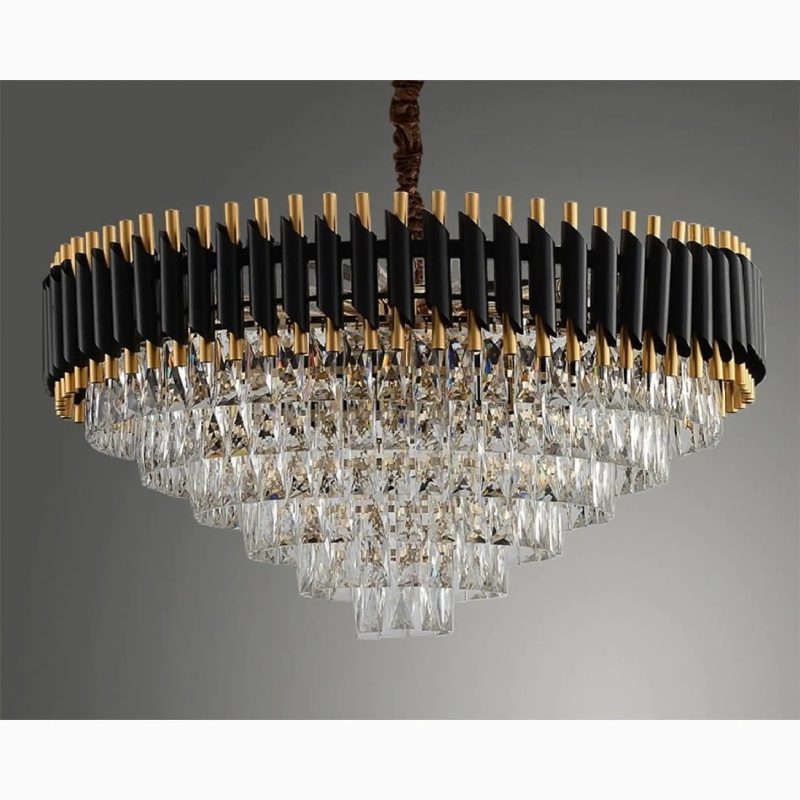 MIRODEMI Alfonsine Luxury Black Crystal Led Hanging Chandelier For Black Style Living Room