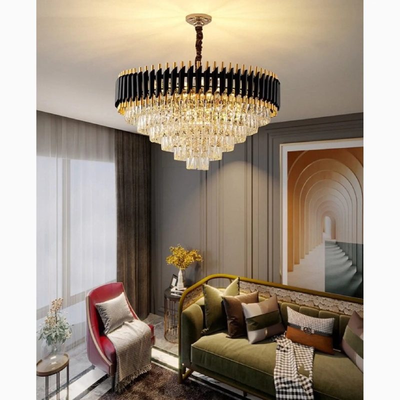 MIRODEMI Alfonsine Luxury Black Crystal Led Hanging Chandelier For Cozy Living Room