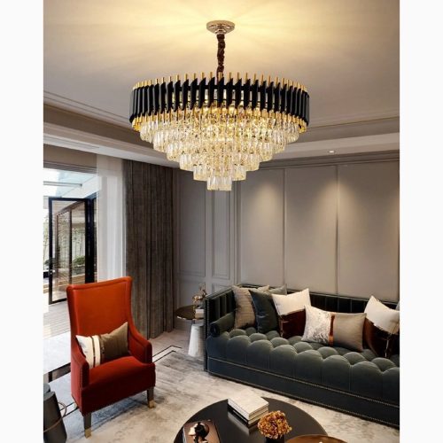 MIRODEMI Alfonsine Luxury Black Crystal Led Hanging Chandelier For Cute Living Room