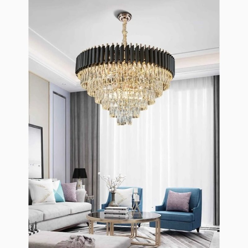 MIRODEMI Alfonsine Luxury Black Crystal Led Hanging Chandelier For Elite House