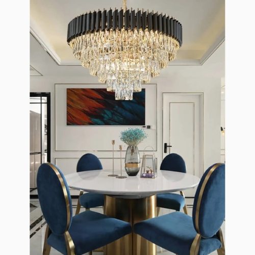 MIRODEMI Alfonsine Luxury Black Crystal Led Hanging Chandelier For Kitchen Table