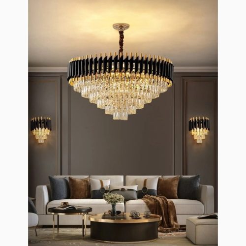 MIRODEMI Alfonsine Luxury Black Crystal Led Hanging Chandelier For Living Room