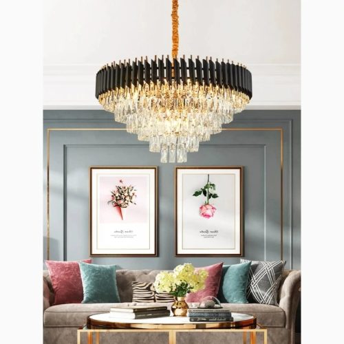 MIRODEMI Alfonsine Luxury Black Crystal Led Hanging Chandelier For Lovely Living Room