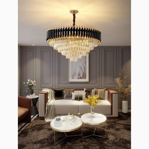 MIRODEMI Alfonsine Luxury Black Crystal Led Hanging Chandelier For Perfect House