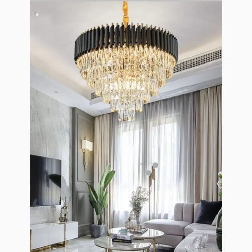 MIRODEMI Alfonsine Perfect Luxury Black Crystal Led Hanging Chandelier For Living Room