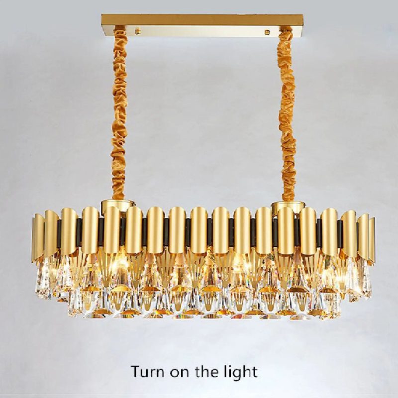 MIRODEMI Algeciras Gorgeous Luxury Rectangle Gold Crystal Chandelier For Kitchen Living room