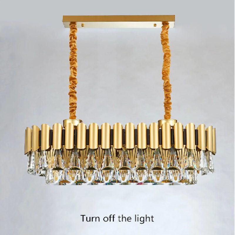 MIRODEMI Algeciras Luxury Elite Rectangle Gold Crystal Chandelier For Kitchen Home