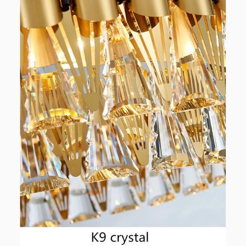 MIRODEMI Algeciras Luxury Rectangle Gold Crystal Chandelier For Kitchen Living room in details