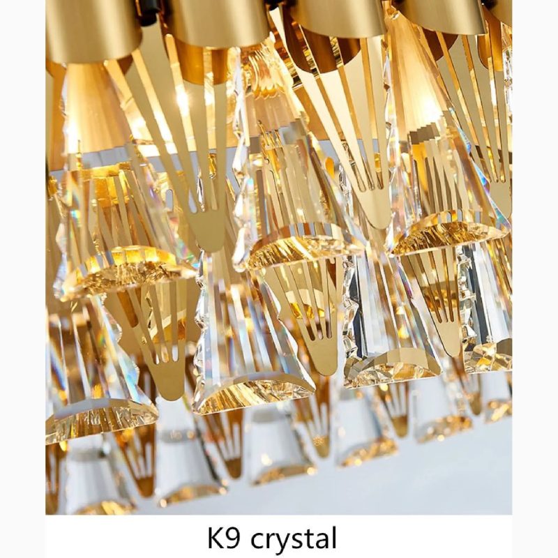 MIRODEMI Algeciras Luxury Rectangle Gold Crystal Chandelier For Kitchen Living room in details