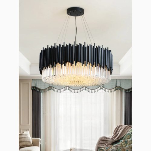 MIRODEMI Alghero Luxury Black Crystal Hanging Chandelier for Bedroom