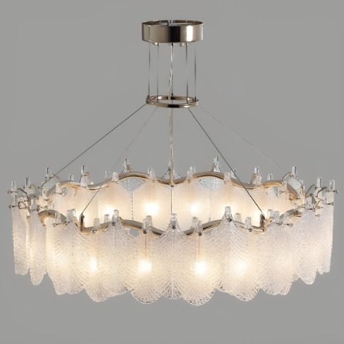 MIRODEMI Algua Round Gold Leaf White Glass Chandelier