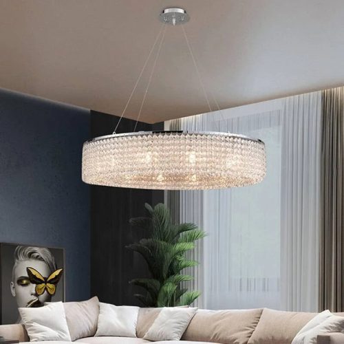 MIRODEMI Algund Round Gold Chrome Simple LED Crystal Chandelier