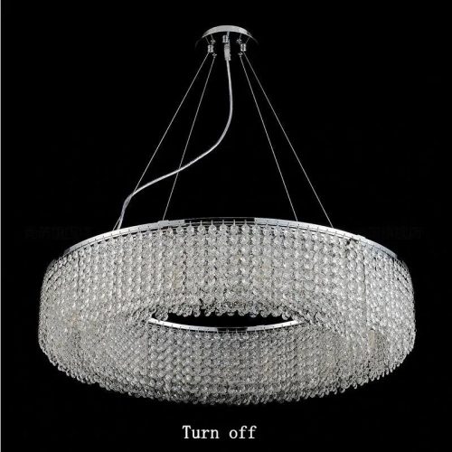 MIRODEMI Algund Round Gold Chrome Simple LED Crystal Chandelier For Living Room Turn Off