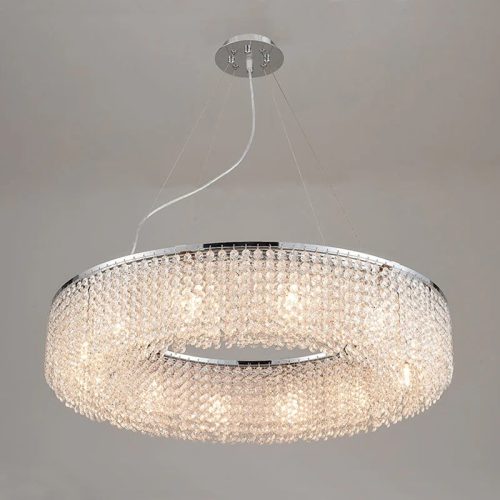 MIRODEMI Algund Round Gold Chrome Simple LED Crystal Chandelier For Room