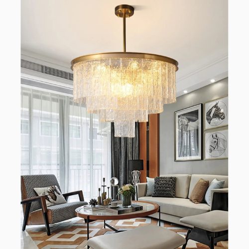 MIRODEMI Alife Gold Modern Frosted Glass Chandelier for Classy Living Room