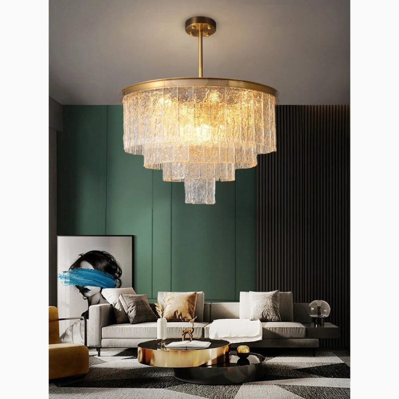 MIRODEMI Alife Gold Modern Frosted Glass Chandelier for Dining Room