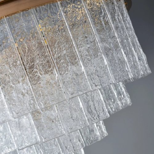 MIRODEMI Alife Gold Modern Frosted Glass Chandelier for Dining Room Details