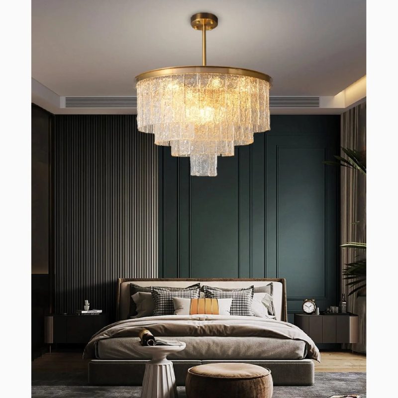 MIRODEMI Alife Gold Modern Frosted Glass Chandelier for Gorgeous Bedroom