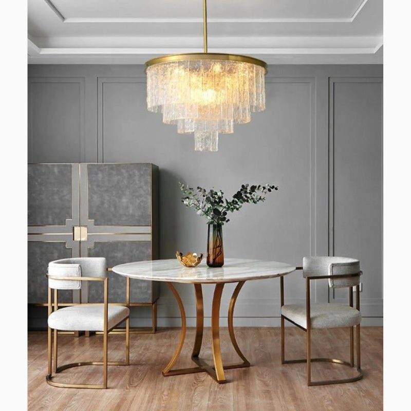 MIRODEMI Alife Gold Modern Frosted Glass Chandelier for Kitchen