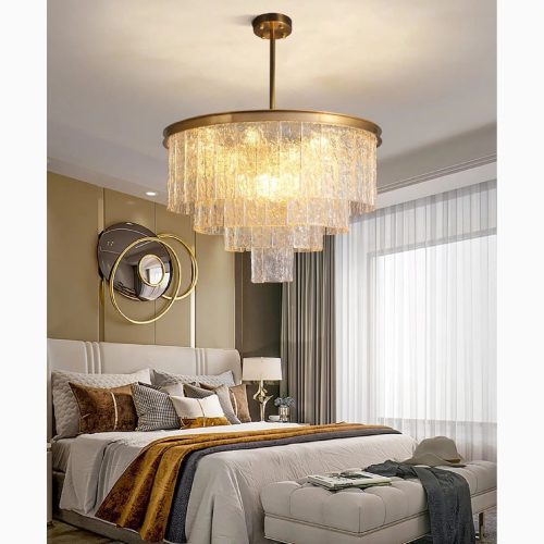 MIRODEMI Alife Gold Modern Frosted Glass Chandelier for Luxury Bedroom