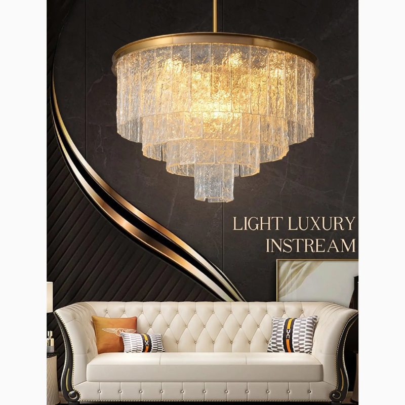 MIRODEMI Alife Gold Modern Frosted Glass Chandelier for Perfect Dining Room