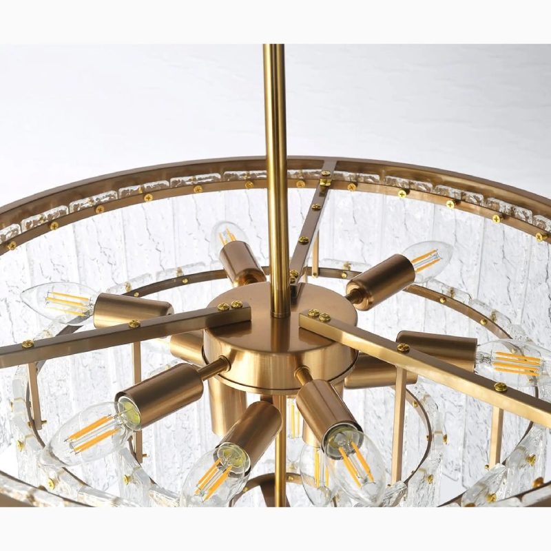 MIRODEMI Alife Golden Modern Frosted Glass Chandelier for Dining Room