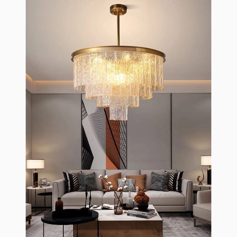 MIRODEMI Alife Perfect Gold Modern Frosted Glass Chandelier for Living Room