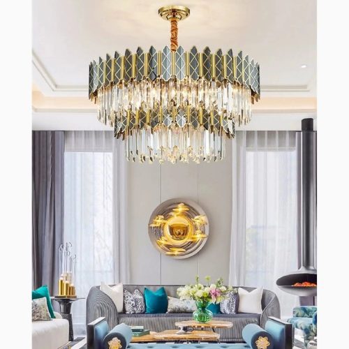 MIRODEMI Alimena Gold Black Crystal Modern LED Chandelier For Living Room