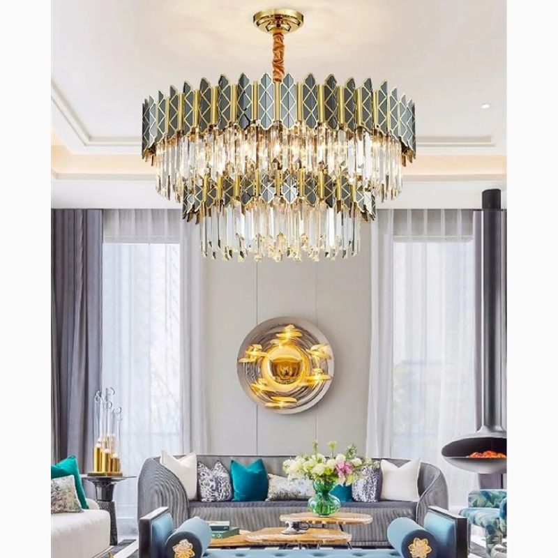 MIRODEMI Alimena Gold Black Crystal Modern LED Chandelier For Living Room