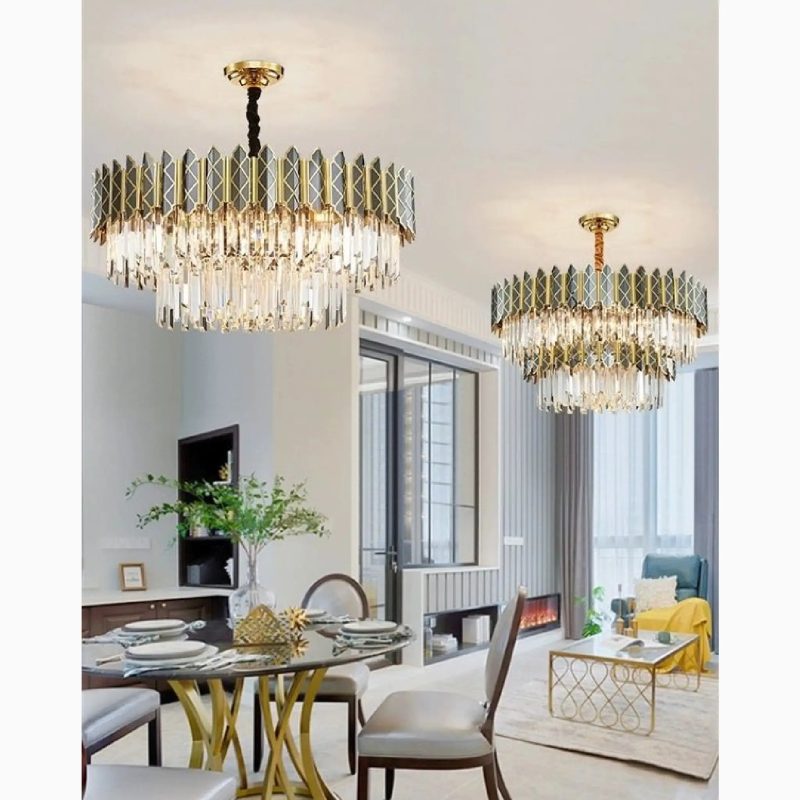 MIRODEMI Alimena Gold Black Crystal Modern LED Chandelier For Modern Living Room