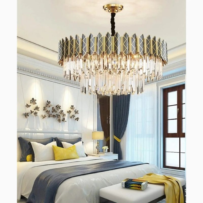 MIRODEMI Alimena Gold Black Crystal Modern LED Chandelier For Perfect Living Room