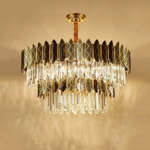 MIRODEMI Alimena Golden Black Crystal Modern LED Chandelier For Perfect Living Room