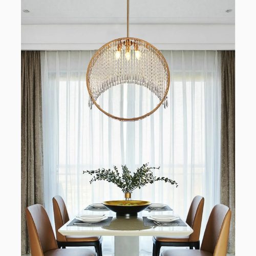 MIRODEMI Aliminusa Round Gold Creative Loft Crystal Chandelier For Lovely Dining Room