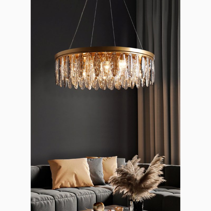 MIRODEMI Allumiere Drum Gold Crystal Chandelier