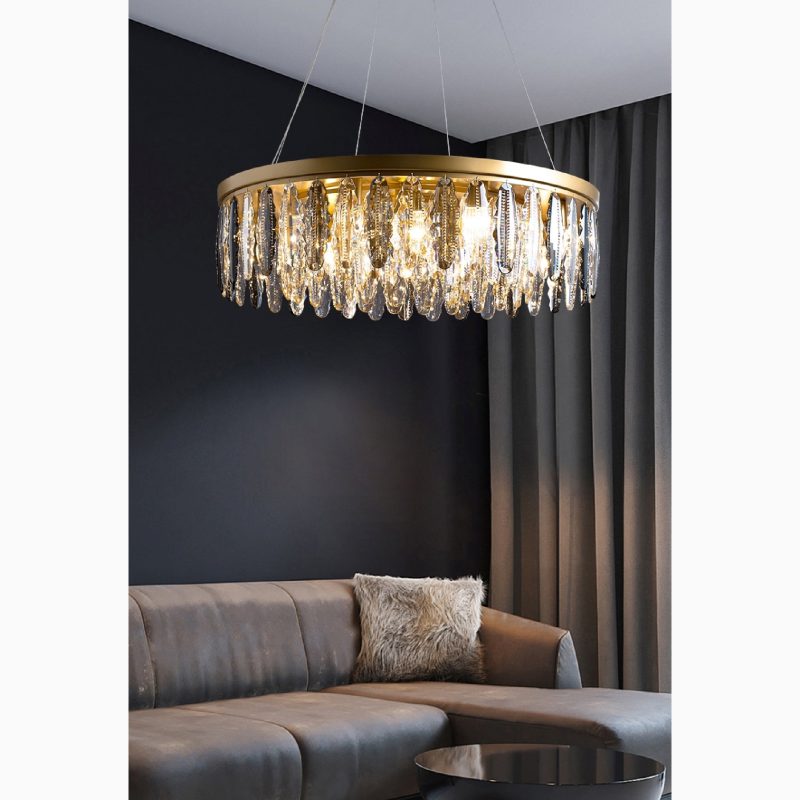 MIRODEMI Allumiere Modern Posh Drum Gold Crystal Chandelier